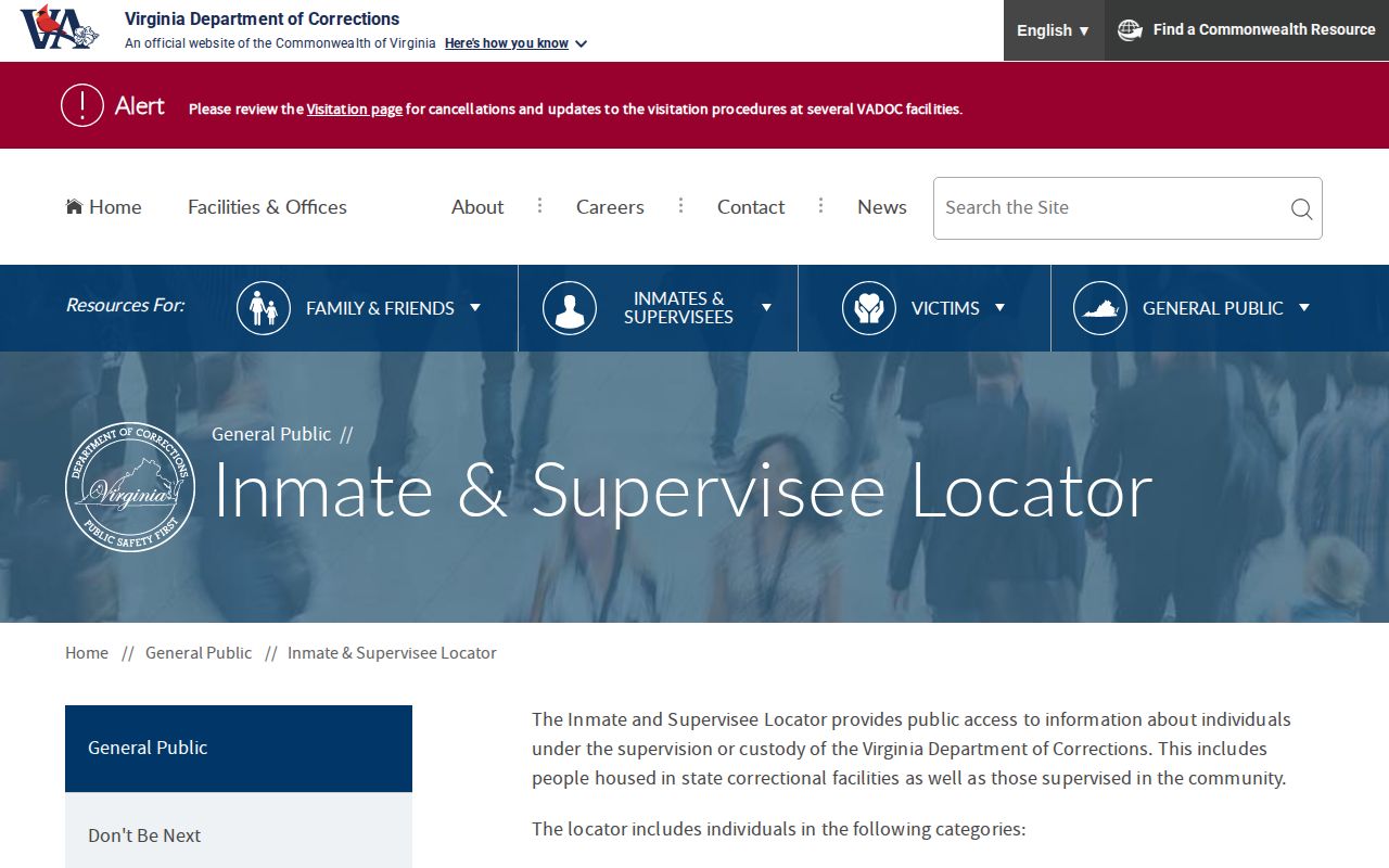 VADOC Stafford County released inmate locator search